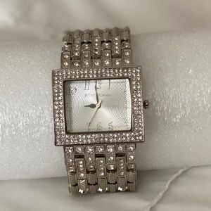 Betsey Johnson • Silver Jeweled Bracelet Watch